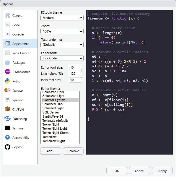 RStudio IDE, Add-Theme UI